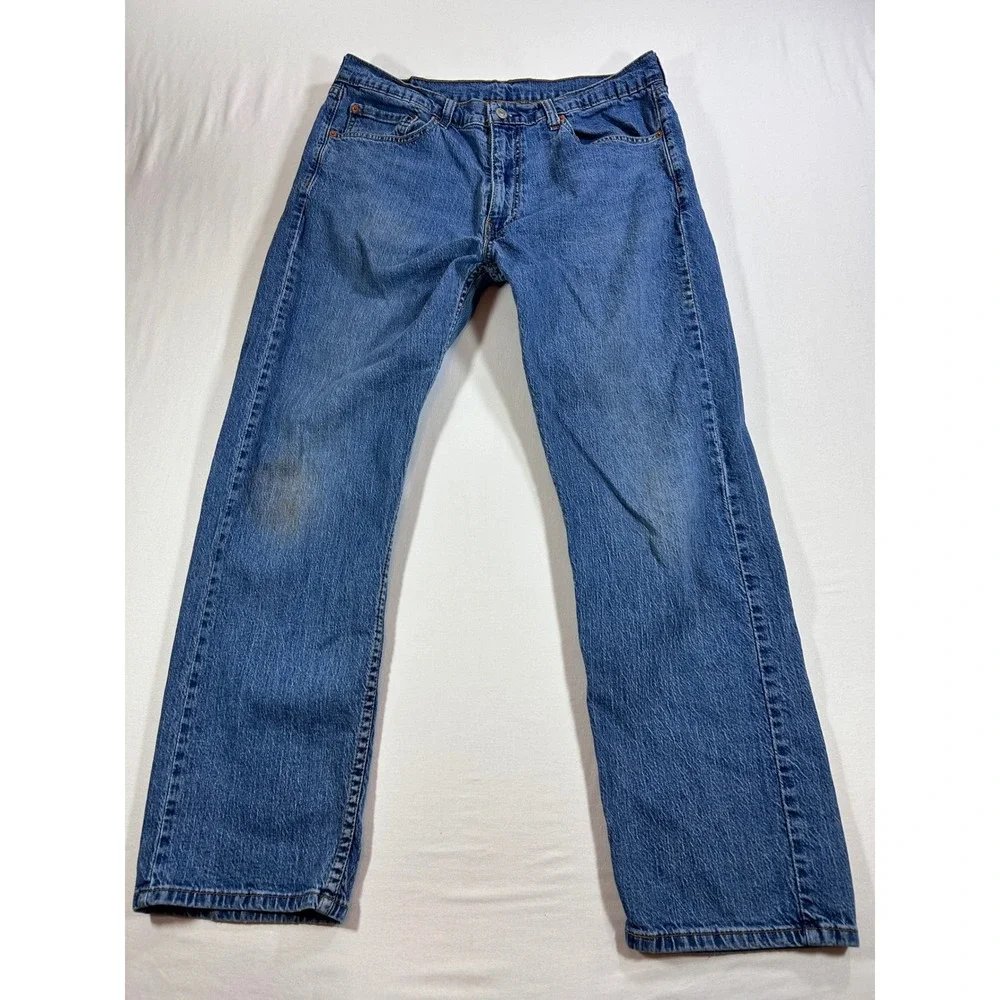 Levis 505 Regular Fit Straight Leg Jeans Mens 36x29 Medium Wash Blue 00505-2217